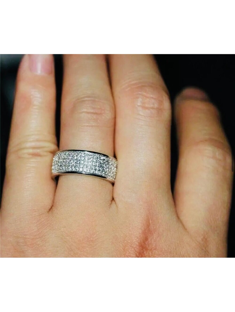 New - Luxury Stainless Steel Zirconia Ring - 8mm Wide - Size 8